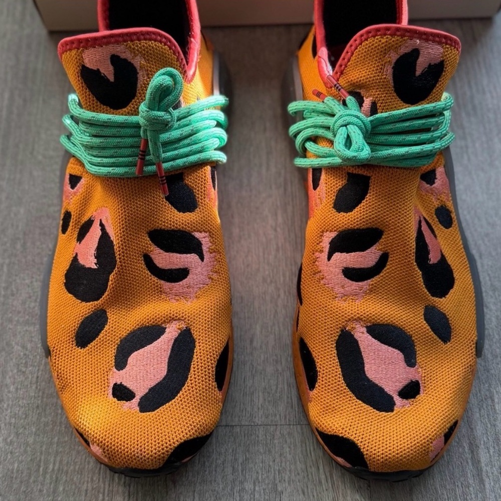 Limited Edition Brand New Pharrell Human Race Leopard Print Sneakers with Pink